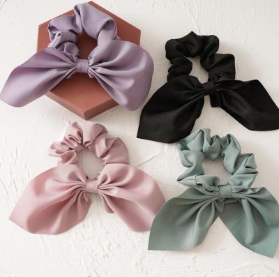 China Popular Knotted Rabbit Ears Ribbon Bow Hair Scrunchies For Lady for sale