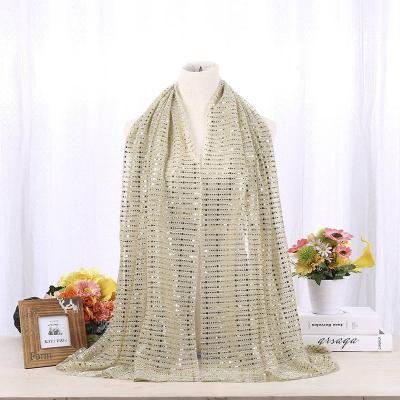 China Metallic Yarn Women's Sequin Scarf To Wrap Main Fashion Solid Ethnic Scarves for sale