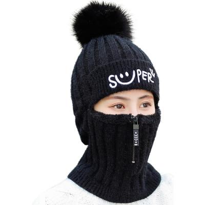 China Curvy Women's Knitted Hat Scarf In Warm Winter Velvet Scarf And Hat Set For Outdoor Sports for sale