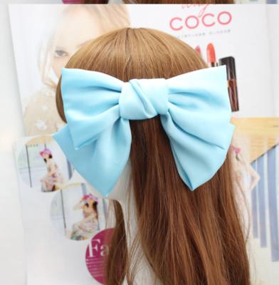 China New Popular Silk Satin Bow Hair Clip Rope Hair Accessories Oversized Women Clip for sale