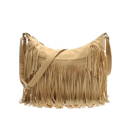 China Solid Polyester Women's Shoulder Bag Tassel Cross - Body Bag for sale