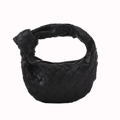 China Women's Fashion Clutch Bag Knot Woven PU Leather Handbag for sale