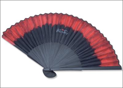 China 30 bamboo ribs feather printing  red custom fabric folding fan for sale