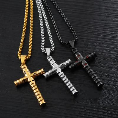 China FASHIONABLE Wholesale Personality Jewelry Hip Hop Stainless Steel Chunky Cross Necklace for sale