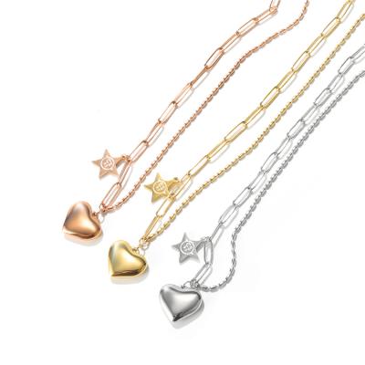 China Trendy Popular Insist Choker 316L Stainless Steel Love Heart Shaped Chain Necklace For Lady for sale