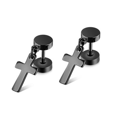 China Yocele FASHIONABLE New Popular Dangle Charm Stainless Steel Cross Earrings for sale