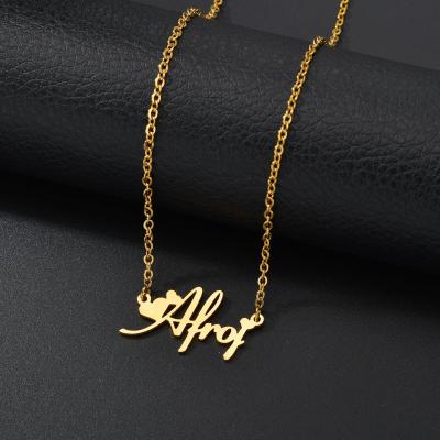 China Wholesale 18k Gold 24k Gold Choker Necklace Letter Name Couples 316l Stainless Steel FASHIONABLE Initial Necklace for sale