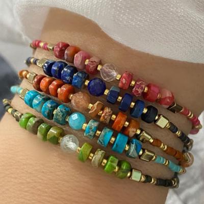 China FASHIONABLE Boho Miyuki Seed Beads Natural Gemstone Friendship Rope Handwoven Handmade Woven Bracelet for Women Girl Jewelry for sale