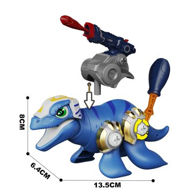 China DIY Animal Assembly Plastic Educational Screw Disassemble Children Assembling Dinosaur Toys With Drill Shooting Game for sale