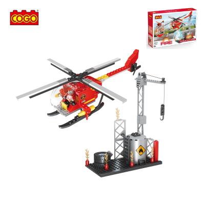 China Building Toy COGO 2 in 1 Deformation Airplane 3D Fire Helicopter Building Block Plastic Toys for Children for sale