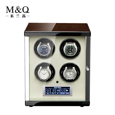 China Handmade Storage Box Custom Logo Black Cases Removable Watch Packaging Box Winder Wrist Watch for sale