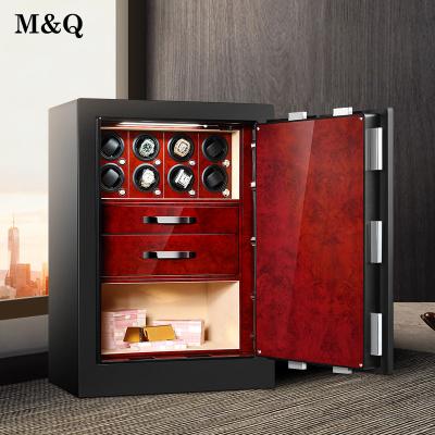 China Mil-Spec Safe Strep. high grade technology jewelry watch display watch winder stash box wooden luxury custom automatic home security box for sale