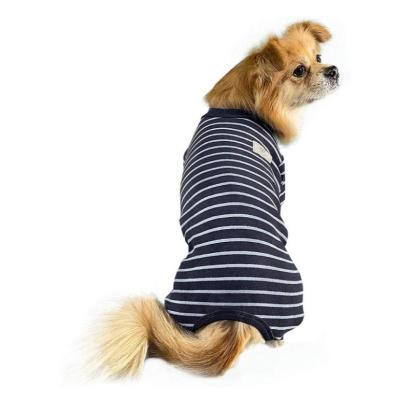 China Stocked Striped Pajamas Pet Clothes Dog Cat Autumn And Overalls Warm Baby Winter Dog Standard Material for sale