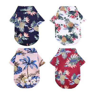 China 4 Pieces Small Dog Hawaiian Shirt Cool Breathable Dog Clothes Medium Large Stocked Pet Clothes for sale