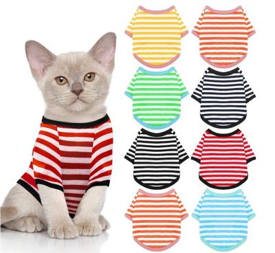 China Stocked Kitten and Dog Striped Shirt T-Shirt Puppy Pet Costume for sale