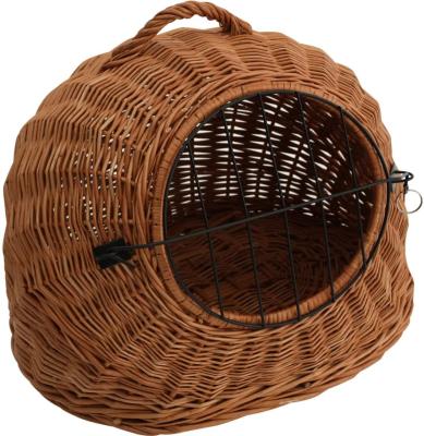 China Breathable Basket Cave with Grid and Carry Handle Transport Basket Cat Cave Made of Willow Natural for sale