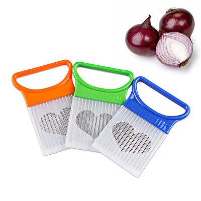 China Viable High Quality Fruit Beef Onion Slicer Cutter Vegetable Holder Slicing Cutter Kitchen Stainless Steel Meat Needle for sale