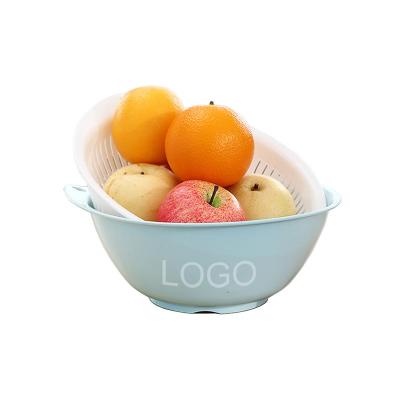 China Sustainable Hot Selling Vegetable Fruit Drain Basket Double-Layer Household Kitchen Kitchen Plastic Strainer Basket for sale