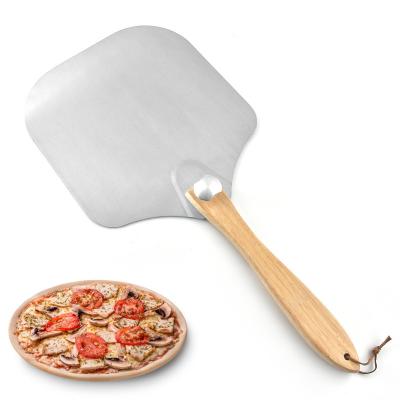 China High Quality Aluminum Pizza Shovel Pizza Folding Tool Oak Handle Durable High Quality Pizza Shovel With Wooden Handle for sale