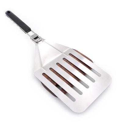 China Sustainable Bestselling Stainless Steel Pizza Oven Pizza Tools Food Grade Products Amazon Safe Transfer Shovel With Folding Handle for sale