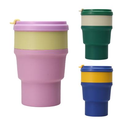 China Amazon Viable Hot Selling 550ml Folding Silicone Coffee Mug Retractable Outdoor Portable Sports Water Mug Travel Mountaineering Cup for sale