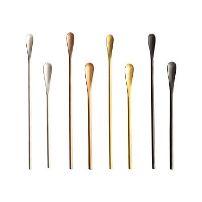 China Hot Selling Viable Stainless Steel Coffee Stirring Western Cold Handle Spoon Long Grip Western Cold Handle Food Spoon Short Handle Smoothie Spoon for sale