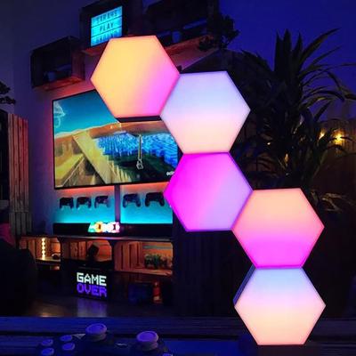 China Diy Geometry Modular Assembly Smart App Control Led Hexagon Wall Light Panels For Game Living Room Bedroom Decor Tuya for sale