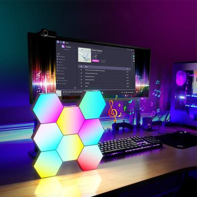 China Custom DIY Mood Hexagon LED Lights Smart Home Wall Panels Game RGB Night Magnetic Remote Control Touch Lights Tuya for sale