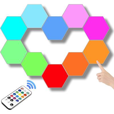 China RGB Light Led Hexagonal Modular Sensitive Lighting DIY Magnetic Creative Decoration Wall Lamp Led Night Light Tuya for sale