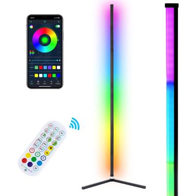 China XRIVER 1.4M Triangle 280LM Modern Warm Atmosphere Home Smart Sound Activated RGB LED Stand Floor Corner Light for sale