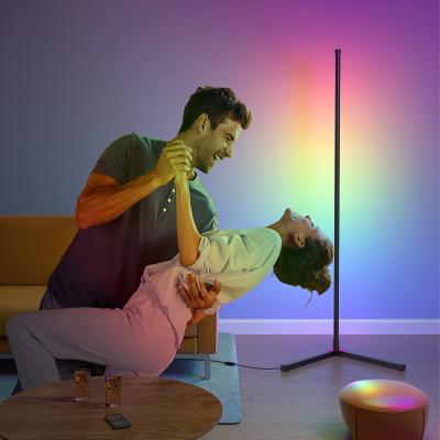 China Hot Sale 140CM Modern Smart Living Room Bedroom RGB Tripod Corner Floor Light With Remote Control for sale