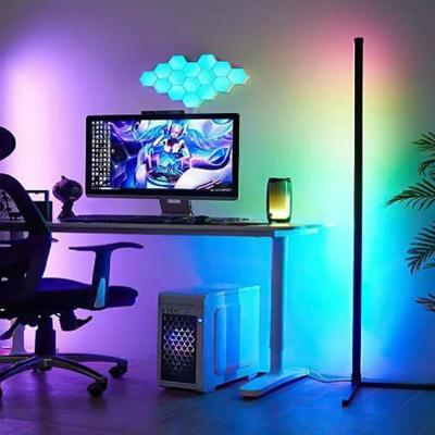 China Modern Smart Floor Corner Lamp Tuya APP Control RGB Music Rhythm Atmosphere Floor Standing Floor Lamps for sale