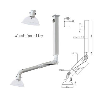 China 110mm Interface Size Aluminium Alloy Fume Arm Hood Gathering Hood White/Red/Transparent for sale