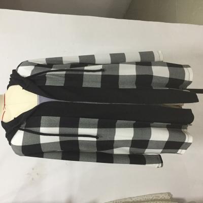 China Wholesale New Spring Anti Shrink Custom Soft Women Sheath Long Open Front Cardigan Plaid Over Coat for sale