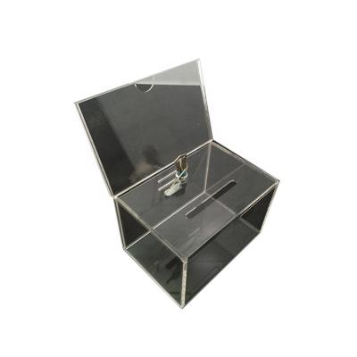 China With Lock And Key Wholesale Transparent Acrylic Donation Box With Lock And Key For Charity for sale