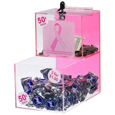 China With Key Countertop Acrylic Lock And Candy Donation Box With Lock And Key for sale