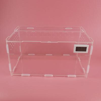 China Viable Clear Acrylic Mini Greenhouse Reptile Cage With LCD Thermometer for sale