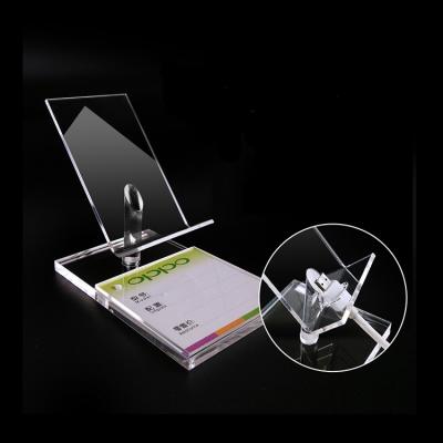 China Fashionable Design Countertop Cell Phone Shop Fixtures Acrylic Display Stand With Price Tag Stand for sale