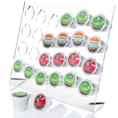 China Clear Acrylic Counter Top 24 Coffee Pods K Cup Storage Organizer for sale