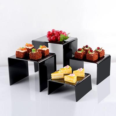 China Steps Design 4 Tier Acrylic Riser Display Stands For Cake Desert Fruit for sale