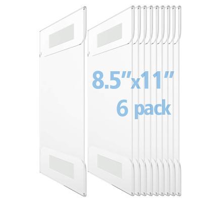 China Handmade & Eco-Friendly Wall Mount Acrylic Sign Holder 8.5x11 With Adhesive Tape, Set Of 6 for sale