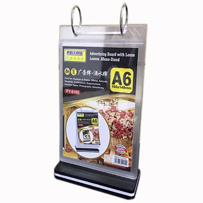 China A6 Size Cheap Flip Page Tabletop Menu Holder with 6 Pockets for Restaurant for sale