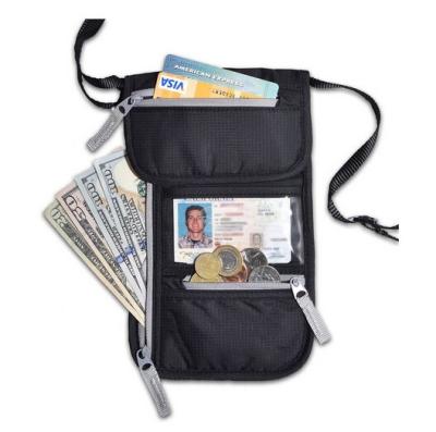 China Portable Custom Passport ID Holder RFID Blocking Security Travel Neck Wallet for sale