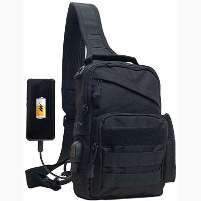 China With USB Outdoor Sports Chest Shoulder Bag Molle Rucksack Sling Tactical Rise Backpack With USB Charging for sale