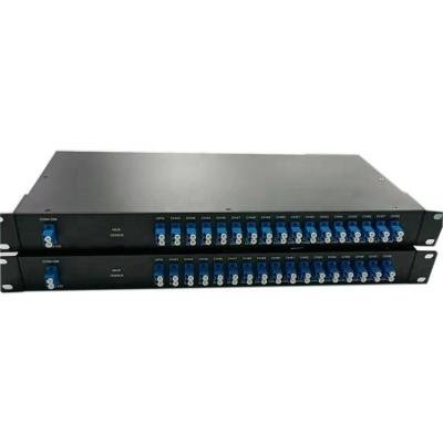 China 19'' 1U rack mounted 100GHz TFF 16CH 18CH UPG MON port mux demux DWDM multiplexer for sale