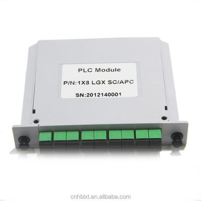 China Network optical pon module cassette 1 x 16/2 4 8 32 fiber optic mini PLC splitter connector sc/apc sc/upc for sale