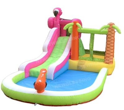 China Ourdoor Inflatable Toys Retail Bouncy Flamingo Trampoline Oxford Castle Inflatable Water Slide, Fill Water Or Ocean Ball Wholesale for sale