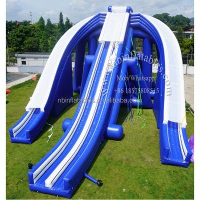 China Amusement Park Large Inflatable Trippo Waterslide, 3 Lane Giant High Tide Inflatable Trippo Water Slide for sale