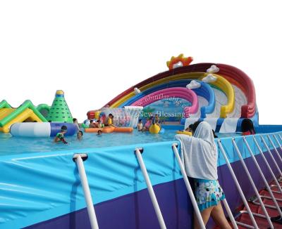 China Water Fun Places Factory Summer PVC Tarpaulin Inflatable Steel Frame Mental Pool for sale