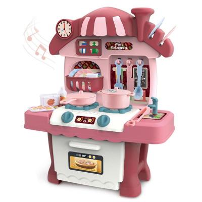 China 2021 Fashion Kids Indoor Games Pretend Play Cooking Mini Plastic Kitchen Toys with Light and Music for sale